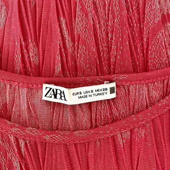 💖 Zara Party Ready Crinkled Sparkle Top - Hot Pink Floral Glam 💖 - Picture 5 of 6